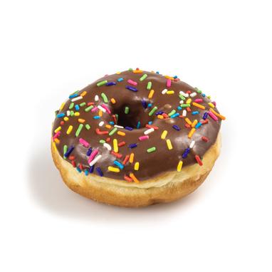 chocolate glazed donut with sprinkles