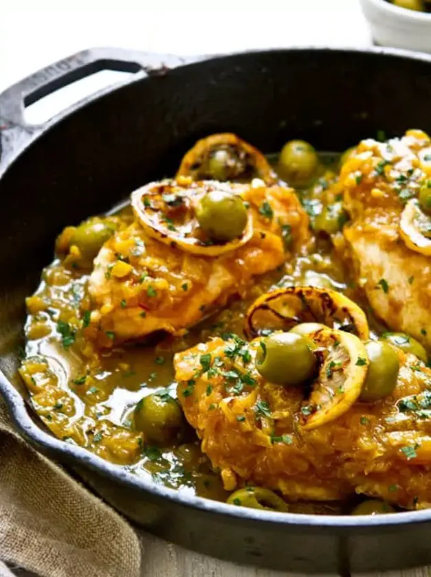 One Pan Moroccan Lemon Olive Chicken