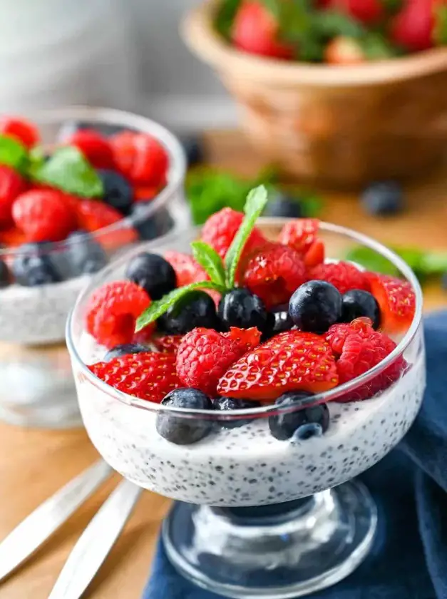 Chia Parfaits with Greek Yogurt and Summer Berries