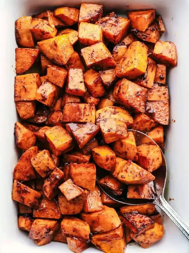 Roasted Honey Cinnamon Butter Sweet Potatoes