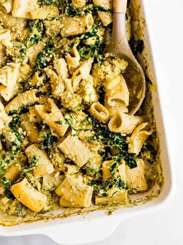 Creamy Vegan Pesto Pasta Bake