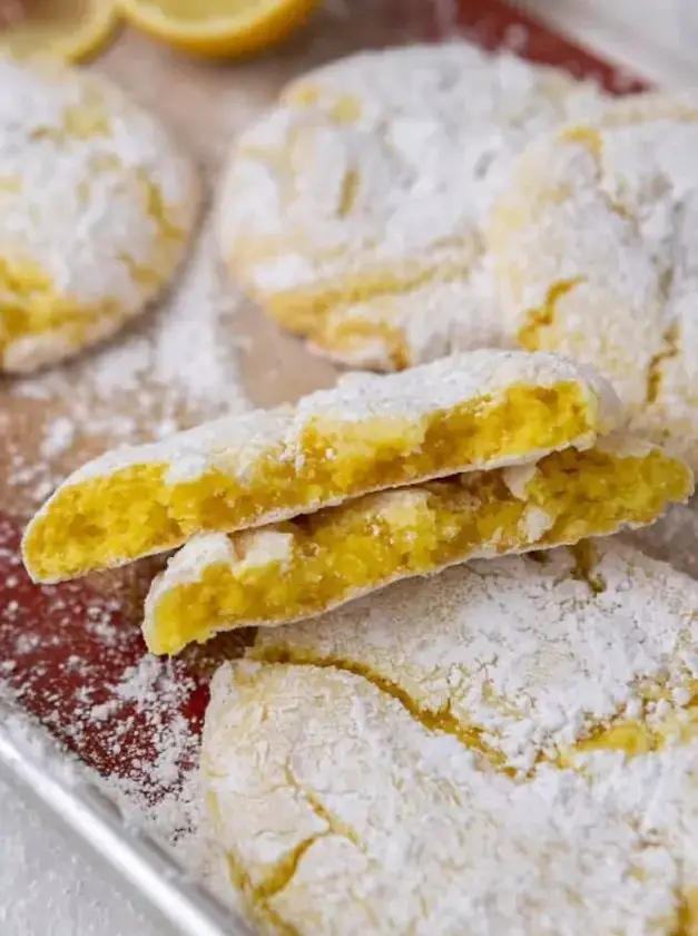 Crumbl Lemon Crinkle Cookies With Cake Mix