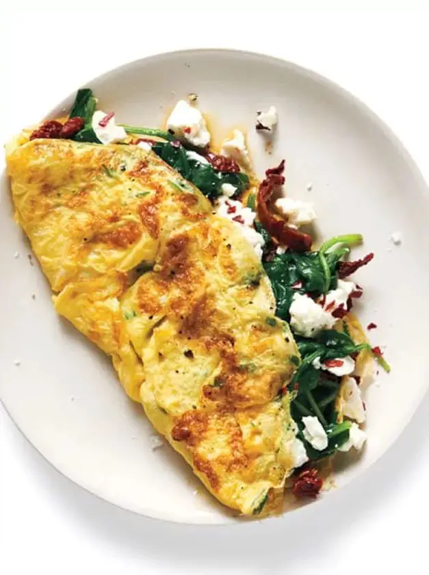 Spinach, Sun-Dried Tomato & Feta Omelette