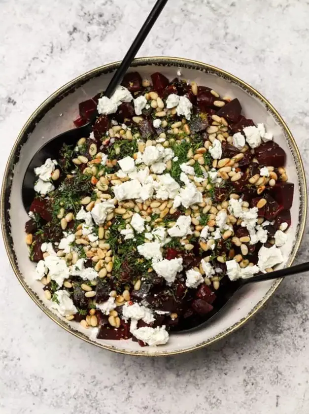 Beet Salad with Goat Cheese & Pine Nuts