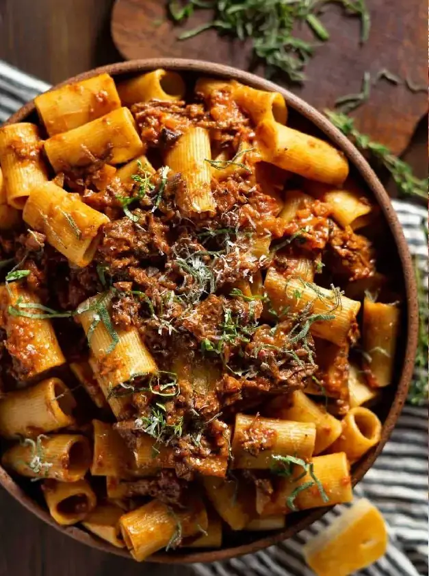 Creamy Cheddar Polenta with Instant Pot Short Rib Ragu