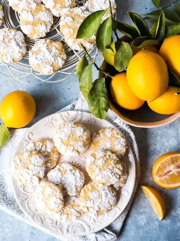 Ginger Cardamom Meyer Lemon Crinkle Cookies