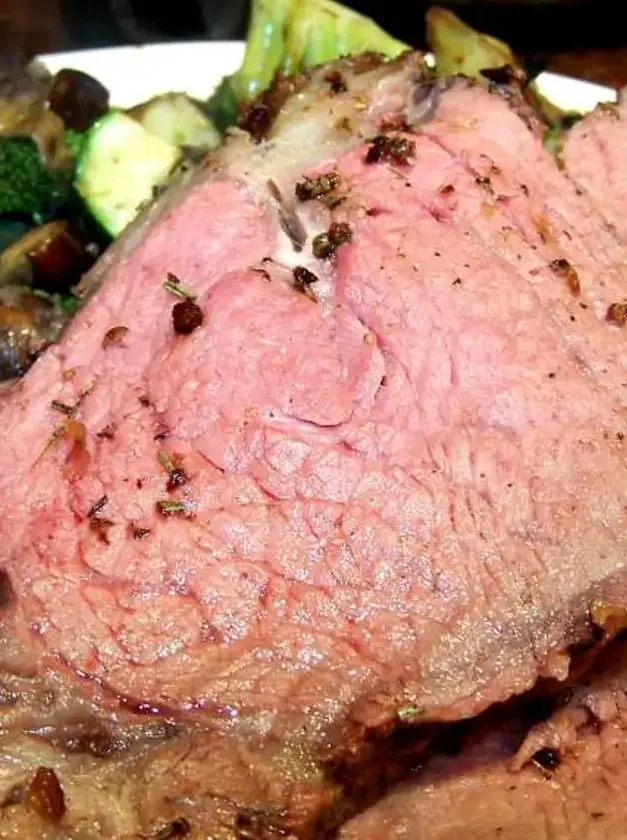 Prime Rib Roast Beef with Fresh Garlic and Rosemary