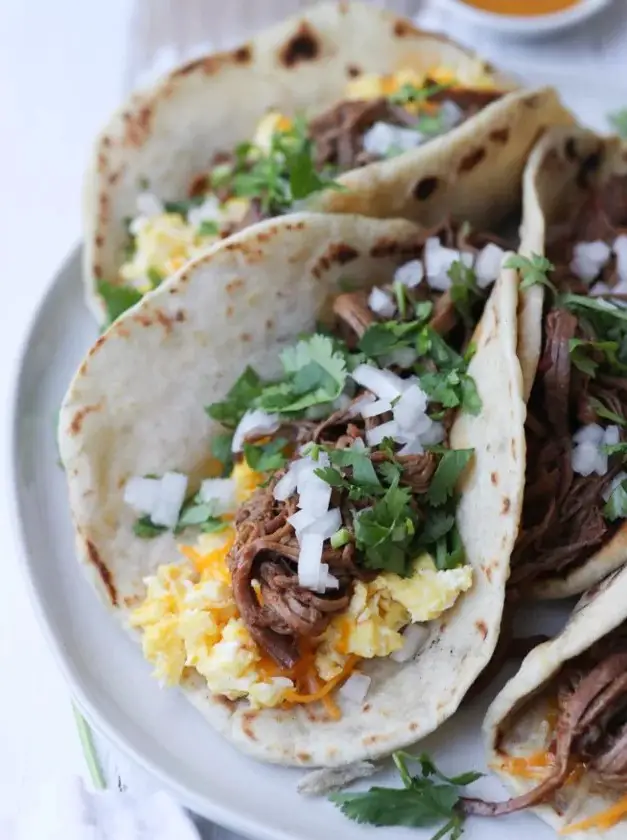 Slow Cooker Brisket And Egg Tacos