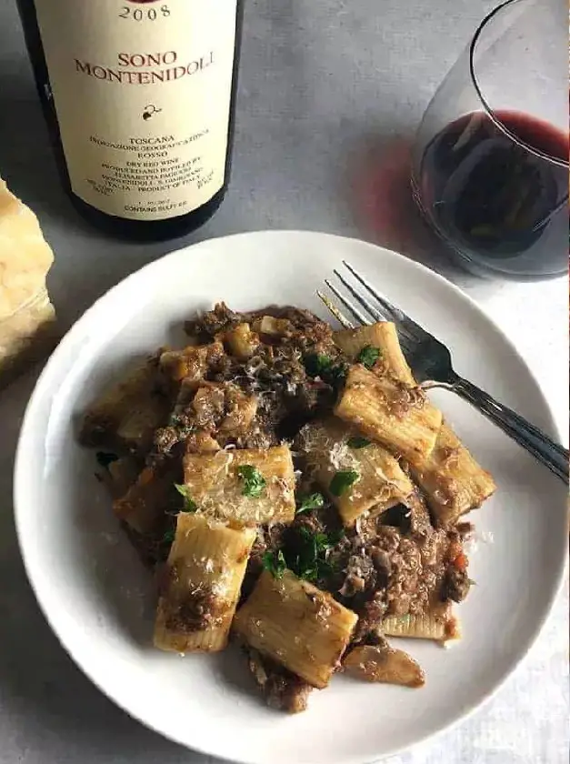 Mushroom and Short Rib Ragu with Sono Montenidoli #ItalianFWT