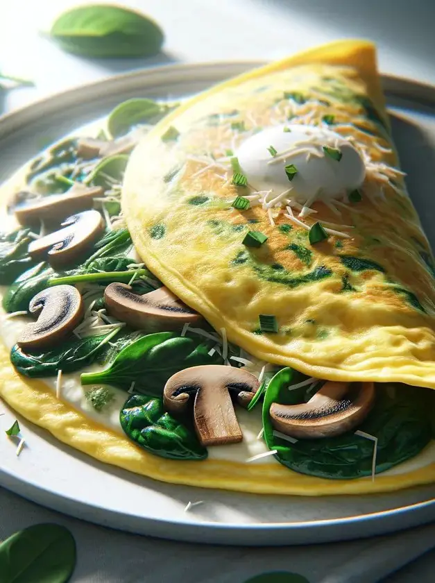 Egg White Omelette with Spinach and Mushrooms