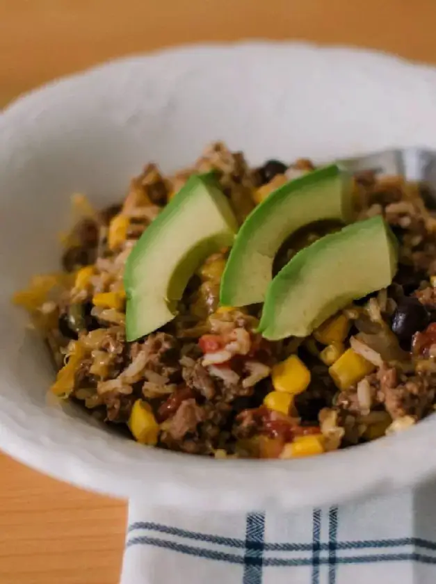 Instant Pot Mexican Ground Beef + Rice Casserole